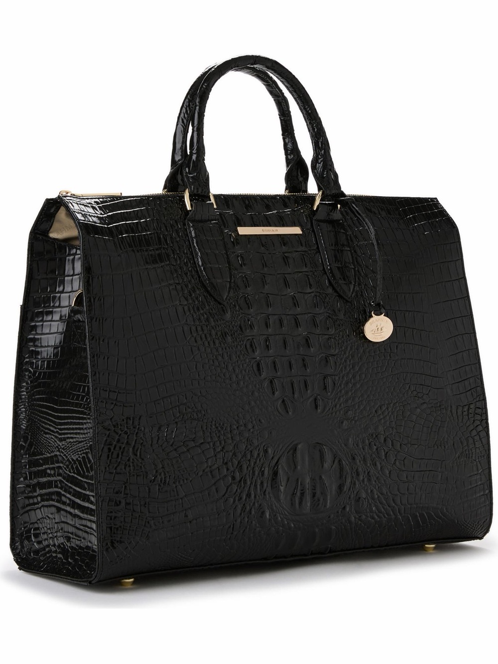 Brahmin NWT Black Melbourne Leather Business Tote Black Croc-Embossed Laptop Bag